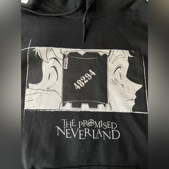 Atsuko The Promised Neverland Black Graphic Hoodie Cotton Blend Size M - Picture 5 of 9